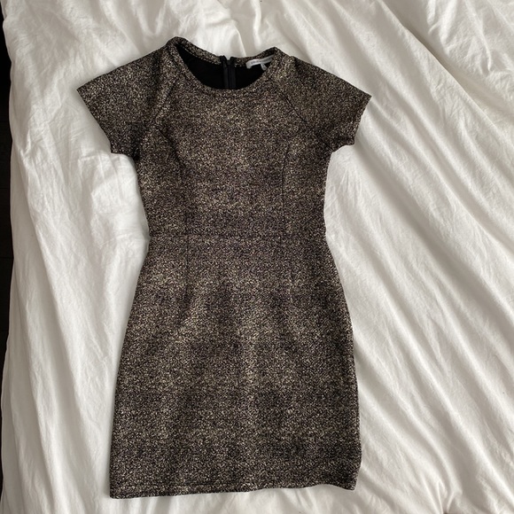 Black and gold stretch mini evening dress - Picture 2 of 2